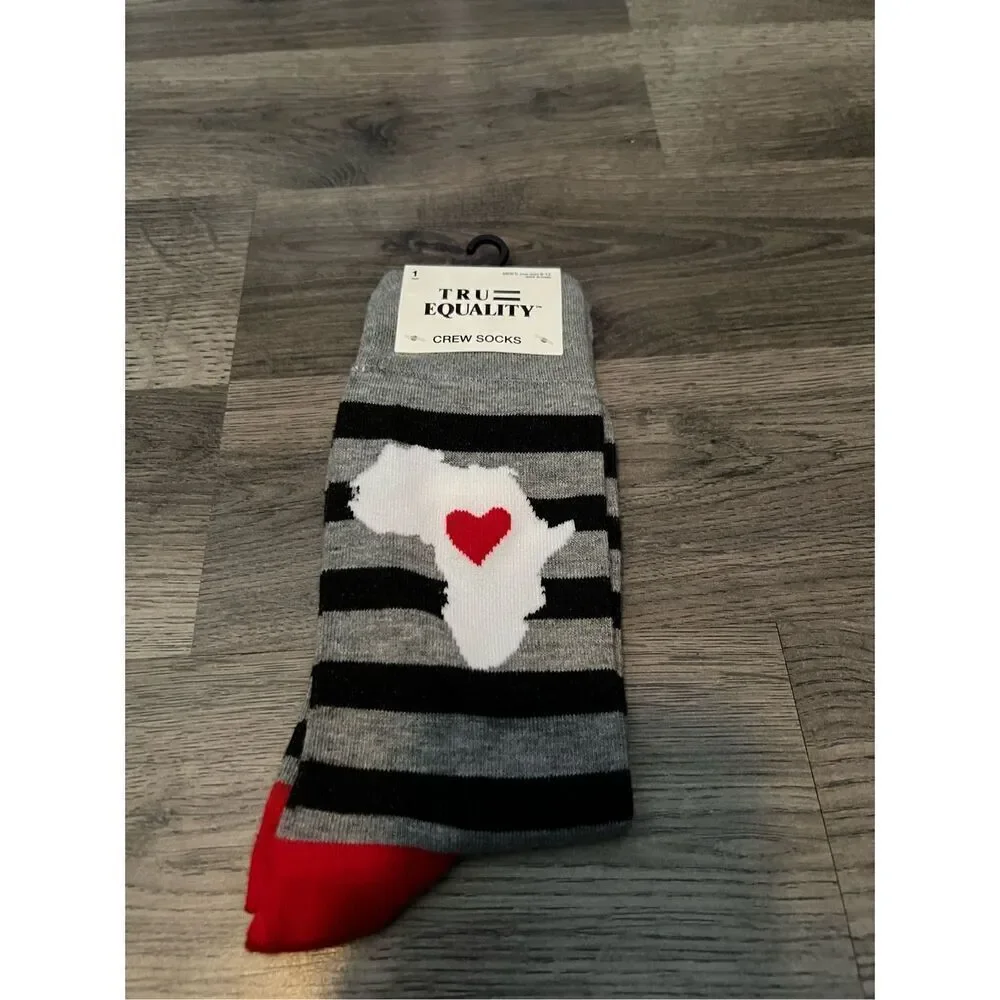 True Equality Africa Striped Crew Socks NEW 1 Pair